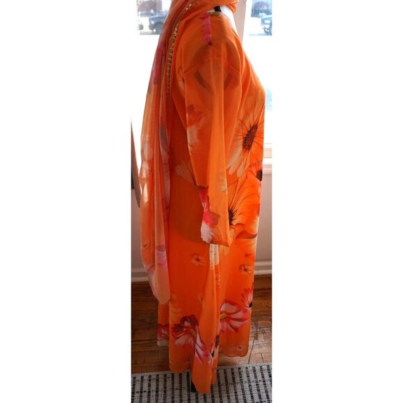 Indian Orange Chiffon Dress w/ Dupatta NWOT - Picture 7 of 10